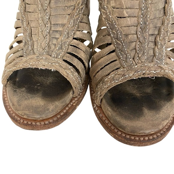 Freebird By Steven Bela Booties Sandals Womens Size 9.5 - 10 Beige Tan Open Toe - Picture 7 of 16